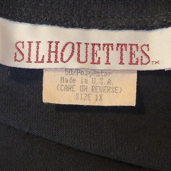 Silhouettes Black Short Sleeve Square Neck Shoulder Pads Dress Size 1X - Picture 5 of 6